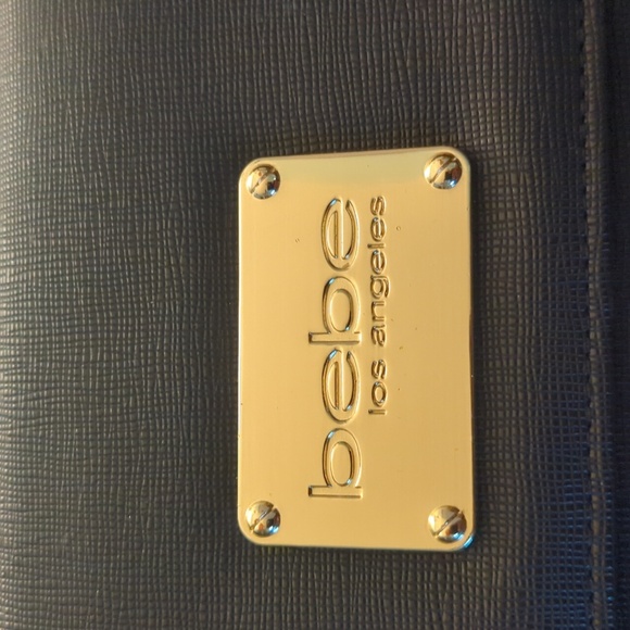 NWOT "bebe los angeles" Women's Black Wallet Gold Logo & Accents w/Wrist Strap - Picture 3 of 8